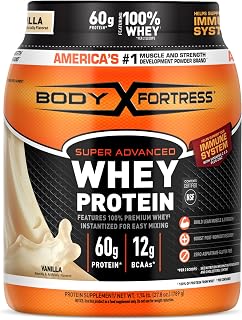 Body Fortress Super Advanced Whey Protein Powder, Vanilla, 1.74lbs | Flavor: Vanilla, Immune Support, Muscle and Strength Development