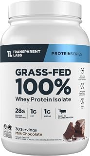Transparent Labs Grass-Fed Whey Protein - 30 Servings, Milk Chocolate | Naturally Flavored, Gluten Free Whey Protein Isolate Powder with 28g of Protein per Serving & 9 Amino Acids