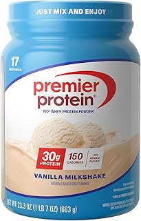 Premier Protein 30g High Protein Powder, 100% Whey, Vanilla, 17 Servings | No Added Sugar, Supports Muscle Health, Soy & Gluten-Free, 1.5 lb