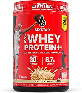 Six Star Whey Protein Powder Plus - Vanilla Cream, 1.8LB | Muscle Building & Recovery Formula with Whey Protein Powder, BCAAs, 30g Protein - Post-Workout Supplement
