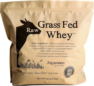 Raw Grass Fed Whey Protein Powder, Unflavored – 1 Ingredient, No Additives or Fillers, Undenatured, Made in USA, 5 lb