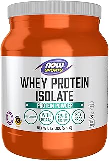 NOW Foods Sports Nutrition, Whey Protein Isolate, 25 g With BCAAs, Unflavored Powder, 1.2-Pound