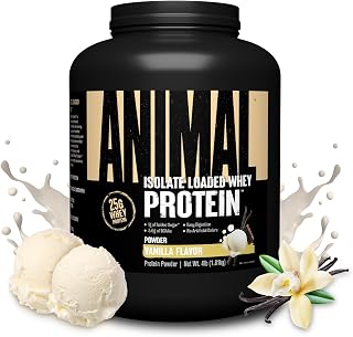 Animal Whey Isolate Protein Powder, 25G High Protein | Vanilla 4LB | Great Tasting Blend for Pre & Post Workout | Digestive Enzymes & 5.6g BCAAs | Build Strength, Lean Muscle & Recover Faster