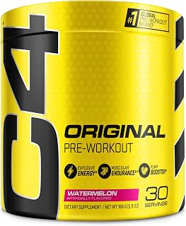 C4 Original Pre Workout, 150mg Caffeine, Watermelon 30 Servings | Zero sugar, creatine, citrulline & beta-alanine for energy, endurance and pumps.