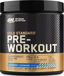 Optimum Nutrition Gold Standard PreWorkout Powder Blueberry Lemonade 10.6Oz | Pre-Workout Powder with Caffeine, Creatine Monohydrate & Beta-Alanine for Energy, Focus, Recovery & Performance, Easy Mixing