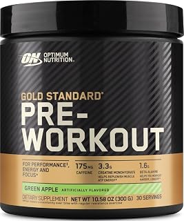Optimum Nutrition Gold Standard Pre-Workout Powder, Green Apple, 10.6 Oz | Pre-Workout Powder with Caffeine, Creatine Monohydrate & Beta-Alanine for Energy, Focus, Recovery & Performance, Easy Mixing