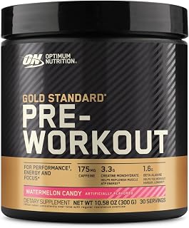 Optimum Nutrition Gold Standard Pre-Workout Powder, Watermelon Candy 10.6Oz | Pre-Workout Powder with Caffeine, Creatine Monohydrate & Beta-Alanine for Energy, Focus, Recovery & Performance, Easy Mixing