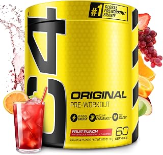 C4 Original Pre Workout with 150mg Caffeine, Fruit Punch, 60 Servings | Zero sugar, creatine, citrulline & beta-alanine for energy, endurance and pumps.