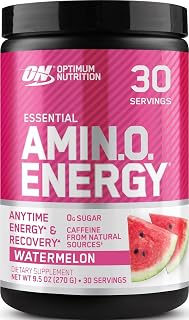 Optimum Nutrition Amino Energy Powder, Watermelon, 9.5 Oz | Anytime Energy Powder with BCAAs, Amino Acids, Caffeine from Green Tea & Coffee Beans, Keto Friendly, Muscle Recovery Support