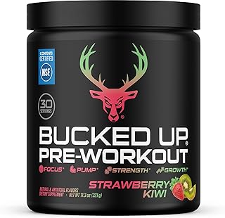Bucked Up Pre Workout - Best Tasting - 6 Grams Citrulline, 2 Grams Beta Alanine Non Proprietary Blend, Powder (Strawberry Kiwi)