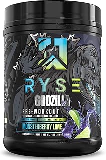 RYSE Godzilla X Noel Deyzel Pre Workout Powder - Monsterberry Lime - 400mg Caffeine, High Stim Pre-Workout for Men & Women with Citrulline & Beta Alanine - Energy, Pump & Focus - 20/40 Servings