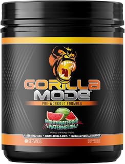 Gorilla Mode Pre Workout - Massive Pumps | 800g (Watermelon) | Focus, Energy, Power | L-Citrulline, Creatine, L-Tyrosine, Betaine, Hydroprime, Alpha-GPC, 400mg Caffeine, Huperzine A
