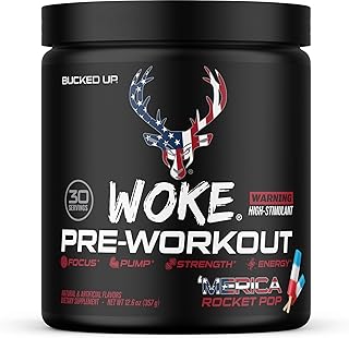 Bucked Up - Woke - HIGH STIM Pre Workout - Best Tasting - Focus Nootropic, Pump, Strength and Growth, 30 Servings (Rocket Pop)