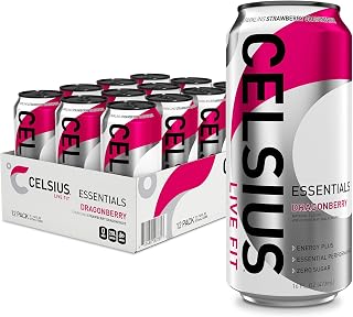 CELSIUS ESSENTIALS™ Sparkling Dragonberry, Sugar Free Performance Energy Drink, 16 Fl Oz (Pack of 12)