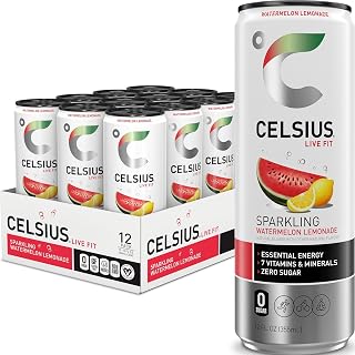 CELSIUS Sparkling Watermelon Lemonade, Sugar Free Energy Drink, 12 Fl Oz (Pack of 12)
