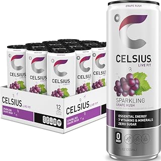 CELSIUS Sparkling Grape Rush, Sugar Free Energy Drink, 12 Fl Oz (Pack of 12)