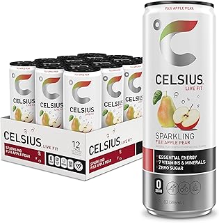 CELSIUS Sparkling Fuji Apple Pear, Sugar Free Energy Drink, 12 Fl Oz (Pack of 12)