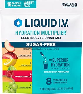 Liquid I.V. Sugar Free Electrolyte Packets, Classic Variety Pack, 16 Count | Scientifically Formulated | Clinically Proven Hydration | Zero Sugar | No Artificial Sweeteners | Non-GMO | Powder Drink Mix