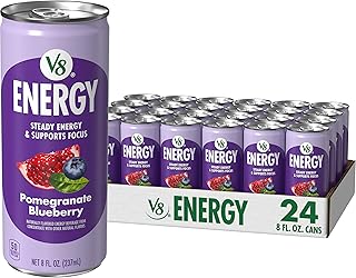 V8 Energy Pomegranate Blueberry Energy Drink, 8 fl oz Can (24 Pack)