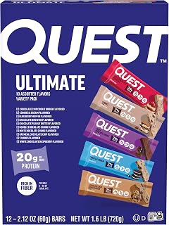 Quest Nutrition Ultimate Variety Pack Protein Bars, High Protein, 12 Count | 20-21g Protein, 3-5g Net Carbs, Gluten Free, High Quality Protein, Individually Wrapped 2.12oz Bars