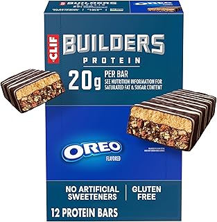 CLIF BUILDERS Protein Bars, OREO-Flavored, 20g Protein, 12ct | 20g Plant Based Protein, No Artificial Sweeteners, Gluten Free, Non-GMO, Low Glycemic, No High Fructose Corn Syrup
