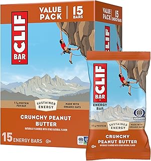 CLIF BAR Protein Energy Bars, Crunchy Peanut Butter, 15ct | 11g Protein, Made with Organic Oats, Non-GMO, Plant-Based, No High Fructose Corn Syrup