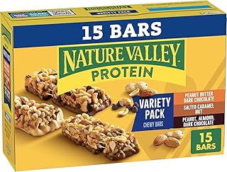 Nature Valley Variety Pack Protein Chewy Granola Bar, Gluten Free, 15 ct | Peanut Butter Dark Chocolate, Salted Caramel Nut & Peanut Almond Dark Chocolate, 10g Protein Each