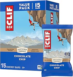 CLIF BAR Protein Energy Bars, Chocolate Chip, 15ct | 10g Protein, Made with Organic Oats, Non-GMO, Plant-Based, No High Fructose Corn Syrup