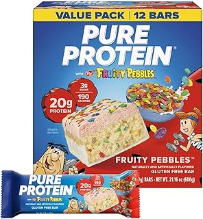 Pure Protein Fruity PEBBLES™ Protein Bars, 20g Protein, Gluten Free, 12 Ct | 3g Sugar, 190 Calories, Low Sugar* High Protein Snack