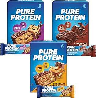 Pure Protein Variety Pack Protein Bars, 20g-21g Protein, Gluten Free, 18 Ct | 3g Sugar, 190 Calories, Low Sugar* High Protein Snack