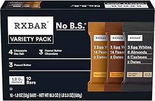 RXBAR Protein Bars, 12g Protein, Gluten Free Snacks, 3-Flavor Variety Pack, 18.3oz Box (10 Bars)