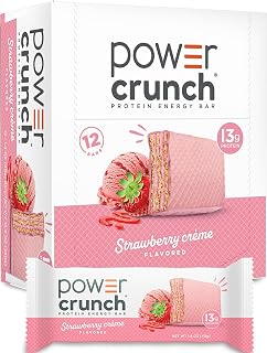 Power Crunch Strawberry Protein Bars, Strawberry Cream, 12 Ct, 1.4 oz each | On-the-go Power Crunch strawberry cream protein snack bars, crispy crunch bars