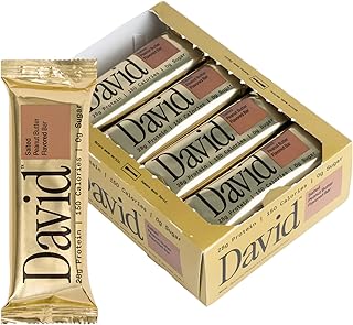 David Salted Peanut Butter Flavored Protein Bars | 28g Protein | 12 Pack | 0g Sugar | Low Carb & Gluten Free High Protein Bars | High Protein Snack Bars for Post Workout, Travel & On-the-Go Snacking
