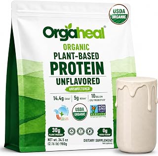 Organic Plant Protein Powder | Unflavoured | 30g Vegan Protein & 5g BCAAs | Pea, Mung Bean & Lentil Protein Blend | Gluten Free, No Added Sugar | 34.5 Oz