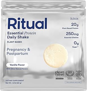 Ritual Prenatal Vegan Protein Powder - 20g Pea Protein - Vanilla - 1 Lbs | Choline to Support Pregnancy, Postpartum, Lactation and Lean Muscle* - 3rd Party Tested - Sugar Free* - Non-GMO - Gluten-Free