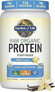 Garden of Life Raw Organic Protein Powder, Vegan, Vanilla, 20 Servings | BCAA, Probiotics & Digestive Enzymes, Gluten & Lactose Free