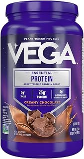 Vega Essential Protein – 25g Vegan Protein Powder, Rich Chocolate for a High Protein, Zero Sugar Shake – Large Tub, 32.5oz (20 Servings)