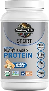 Garden of Life Sport Organic Vegan Protein Powder, Vanilla, 19 Servings | 30g Plant-Based Protein with Probiotics for Digestive Health, Immune Support and Muscle Recovery
