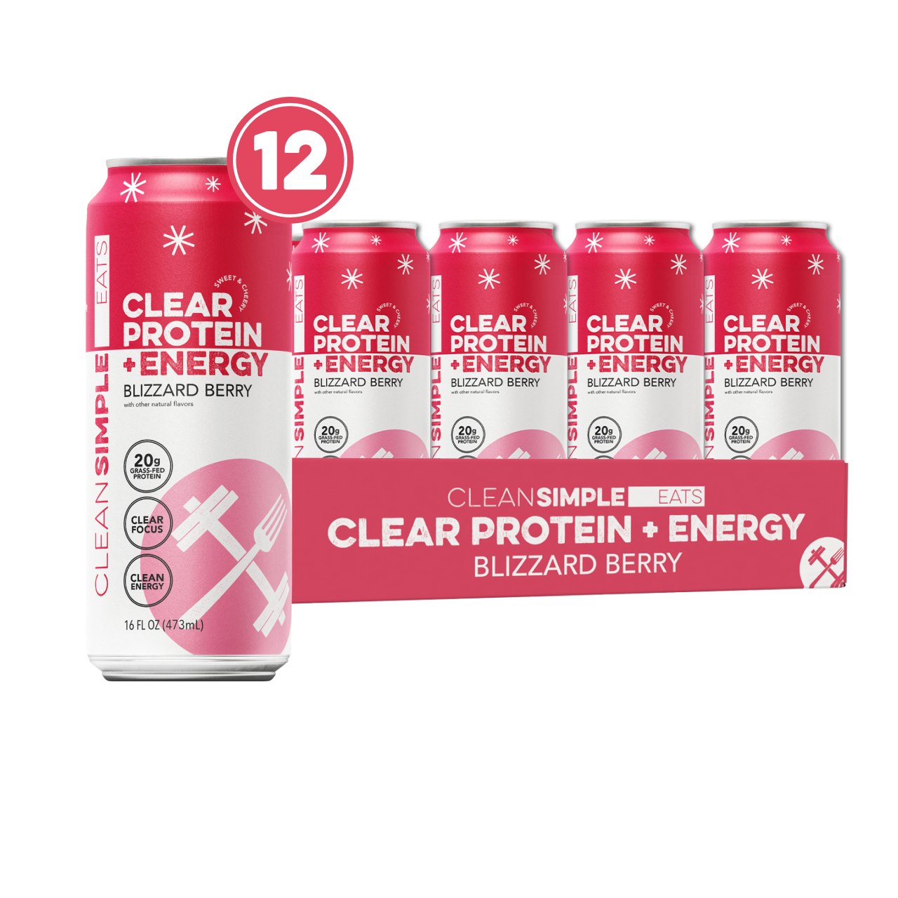 Clean Simple Eats Clear Protein + Energy: Blizzard Berry (12 Pack)