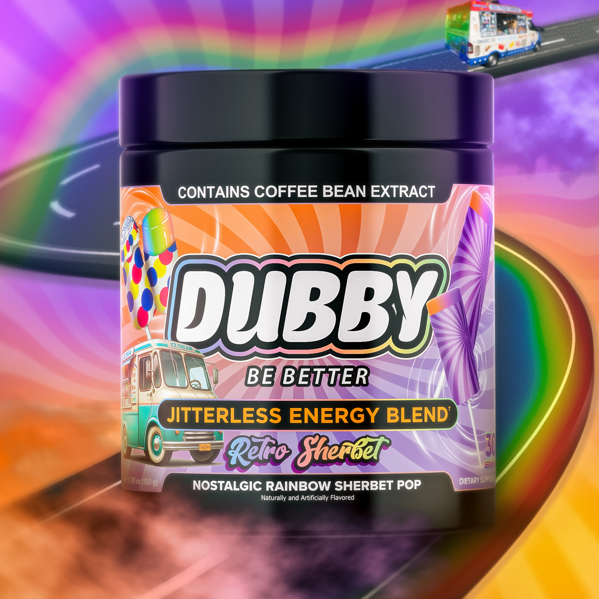 dubbyenergy Retro Rainbow Sherbet Energy Drink Tub