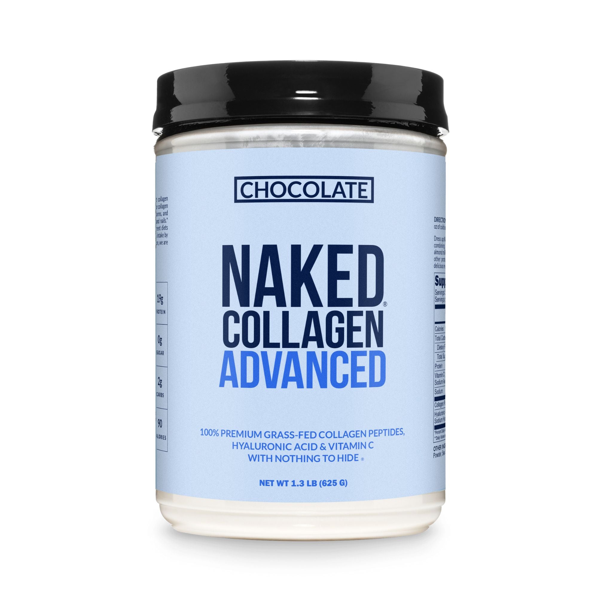 Naked Nutrition Chocolate Collagen Peptides with Hyaluronic Acid | Naked Collagen Advanced - 1.3 LB