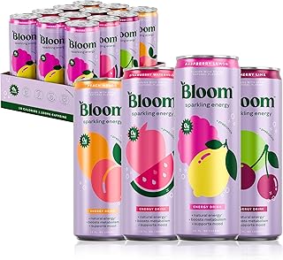Bloom Nutrition Sparkling Energy Drink, Variety, 180mg Caffeine 12oz 12 Pack