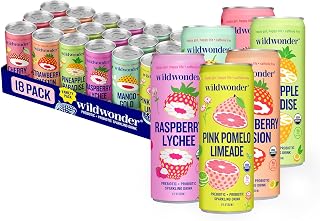 wildwonder Sparkling Probiotic Sampler Variety, 18 Pack | Try all 6 flavors | 5g prebiotic fiber | Live probiotics | Gut & immune support | Organic, vegan, low sugar | Shark Tank