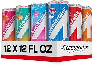 Accelerator Active Energy Drink, Ultimate Variety Pack 12oz can (12 Pack) | Zero Sugar, Sustained Energy from 100% Natural Caffeine (200mg from Green Coffee Bean & Green Tea extract)