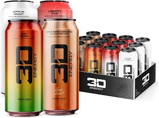 3D Sugar Free Energy Drink, Sulek Variety Pack, 16oz Cans, 12 Pack | Zero Sugar Energy, 200mg Caffeine, Pre Workout Beverage with Taurine and L-Carnitine, Lightly Carbonated for Refreshment