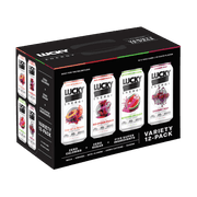 Lucky Energy Sugar Free Energy Drinks 16 oz Cans (12-pack), Variety Pack with Maca, Ginseng, Taurine, Beta-Alanine, 200mg Caffeine, Zero Calories