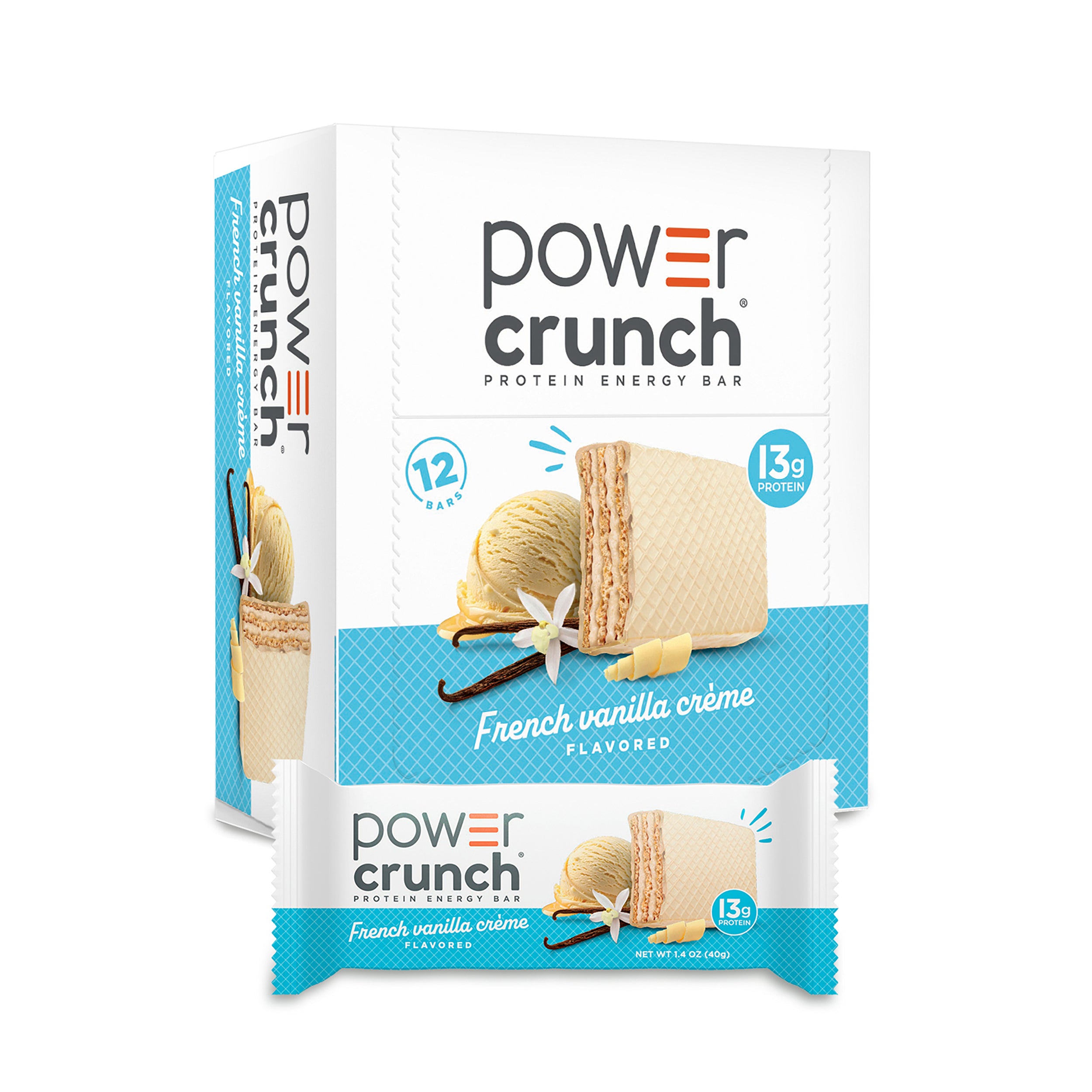 Power Crunch Protein Energy Bar, Vanilla crème 16.9oz, 12 Count Carton
