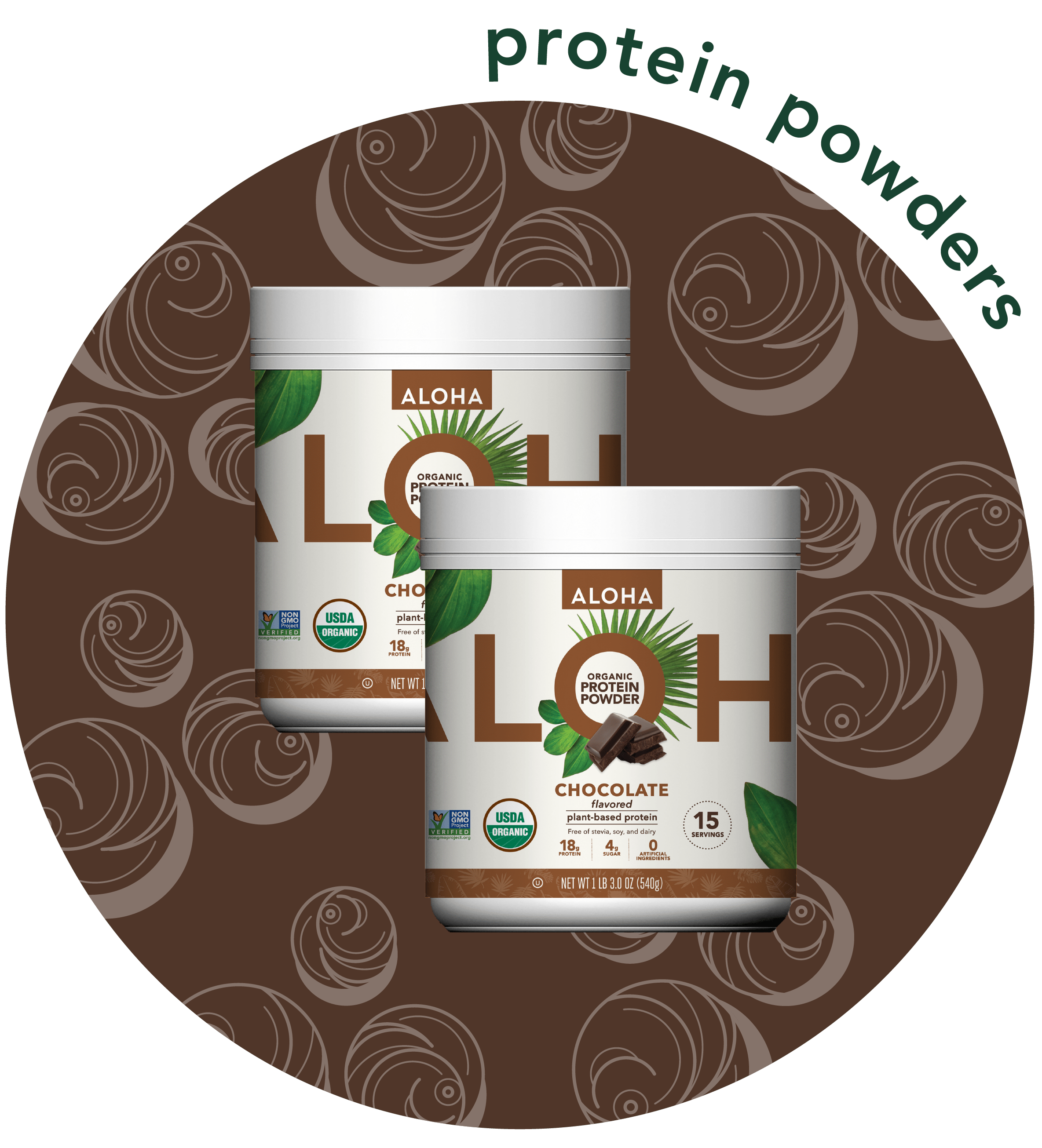 ALOHA Two Canisters of Chocolate Protein Powder