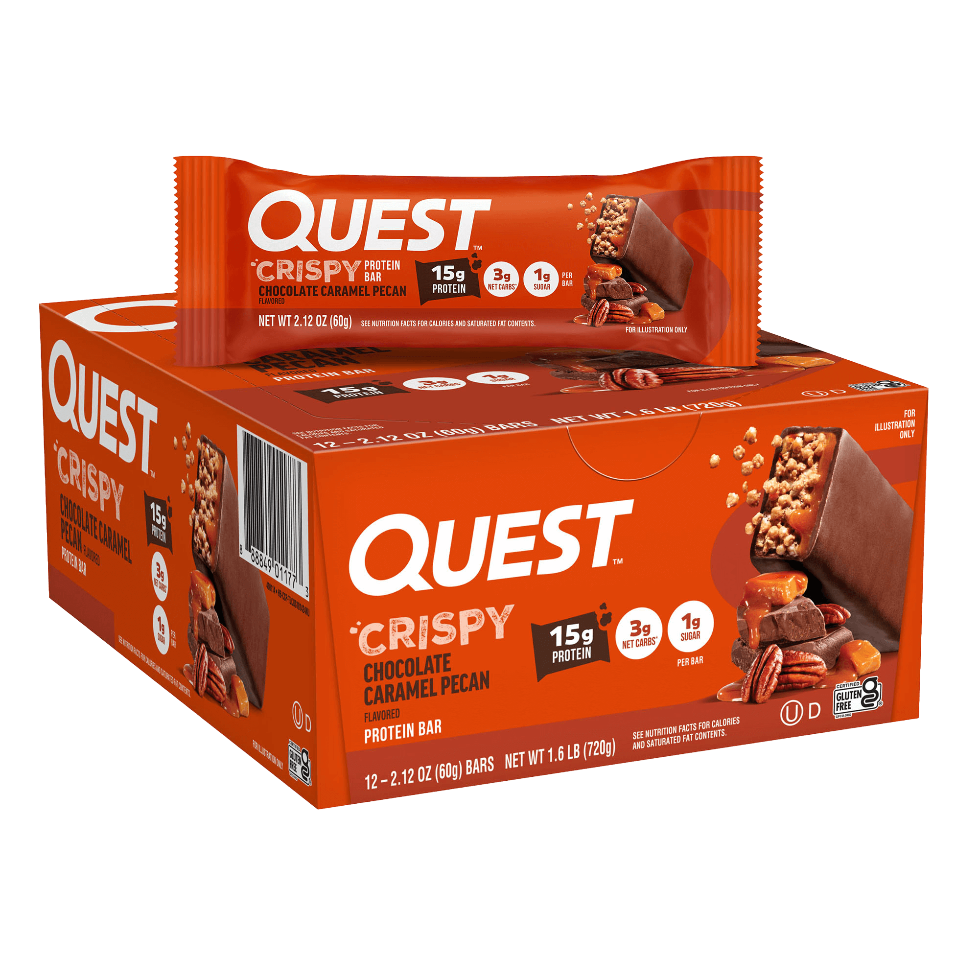 Quest Nutrition Chocolate Caramel Pecan Crispy Hero Protein Bars