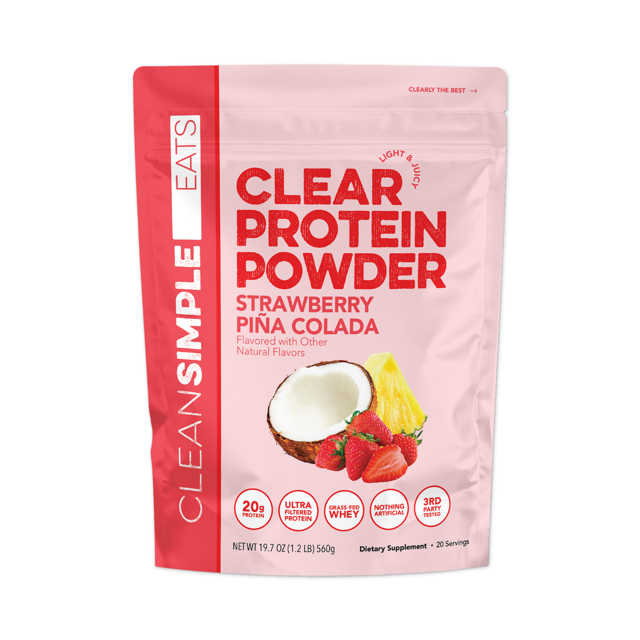 Clean Simple Eats Clear Protein Powder: Strawberry Piña Colada (20 Serving)